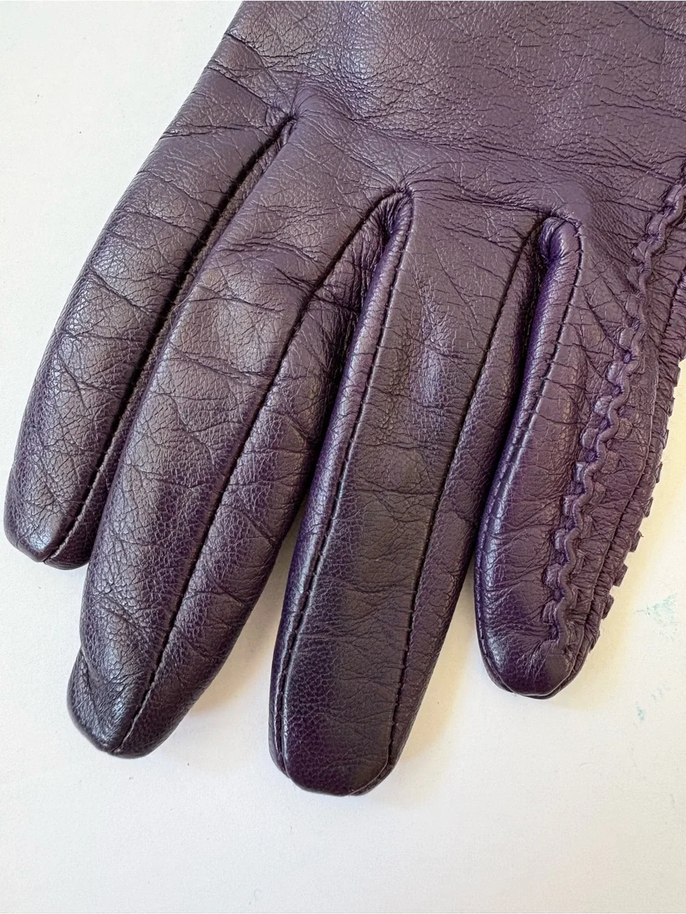 LAUREN Ralph Lauren Purple Lined Leather Women's Gloves S Preppy Career Academia